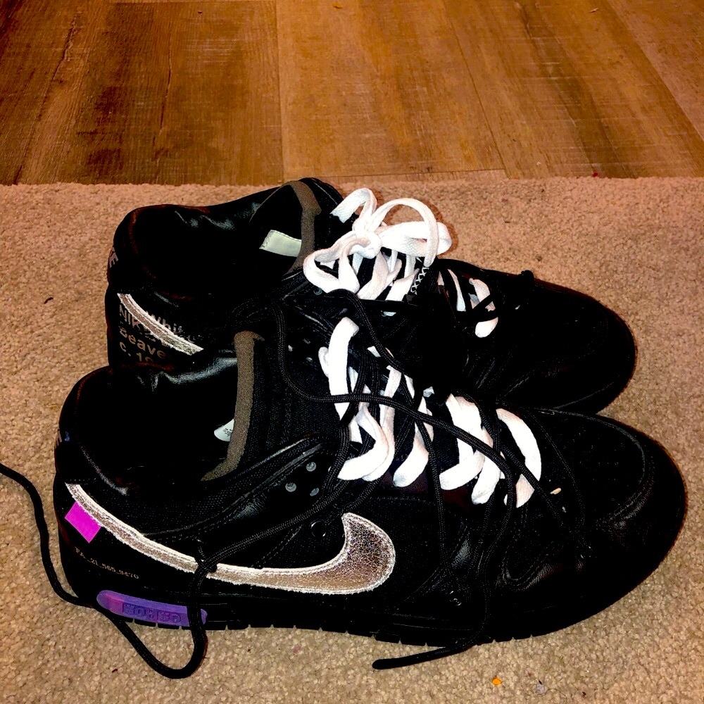 Off White Nike Black Sneakers with White Laces